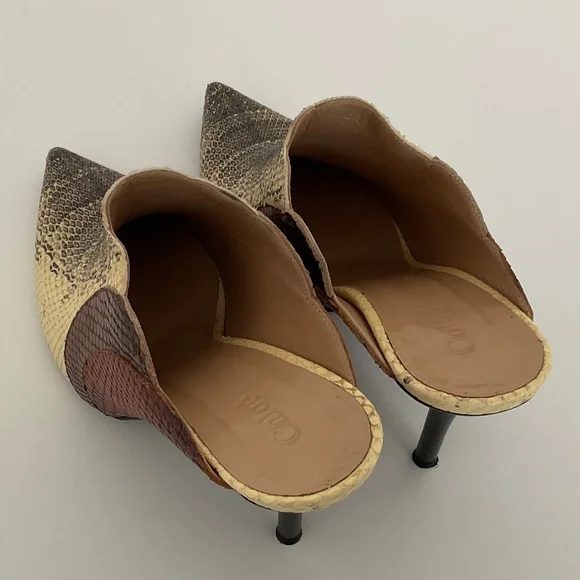 Chloè Snakeskin Mule Heels Size EU 38 Excellent Condition - Picture 4 of 14